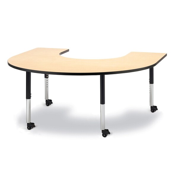 Jonti-Craft Berries Horseshoe Activity Table, 66 in. x 60 in., Mobile, Maple/Black/Black 6445JCM011 - main